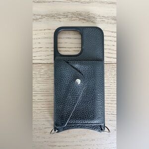 Bandolier Black Leather Phone Case with Card Holder
